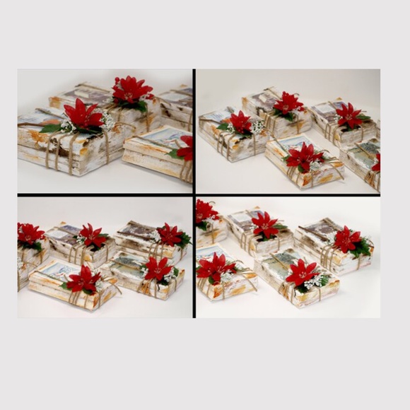 Rustic Christmas Holiday Floral Arrangement Centerpiece, Upcycled, Books, Shabby - Picture 5 of 8